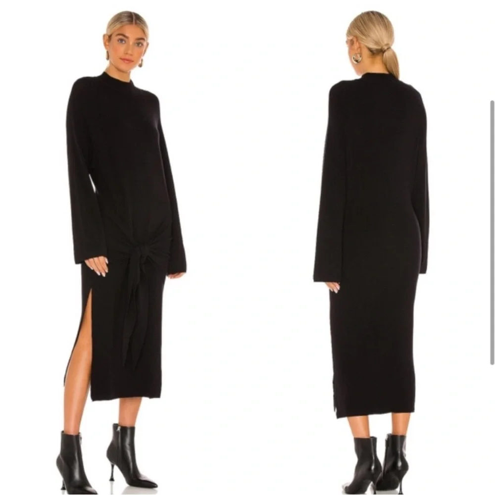 NWT Revolve SNDYS Tied Up Ribbed Long Sleeve Dress in Black. - Picture 2 of 14